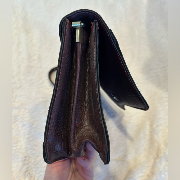 Etienne Aigner Woven Leather Handbag Vintage Wristlet Clutch Burgundy purse - Picture 10 of 14